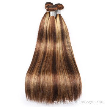 2021 New Arrival Top Quality Thick Ends Full Cuticle Piano Color P4/27# Straight Virgin Peruvian Hair Bundles for Black Women